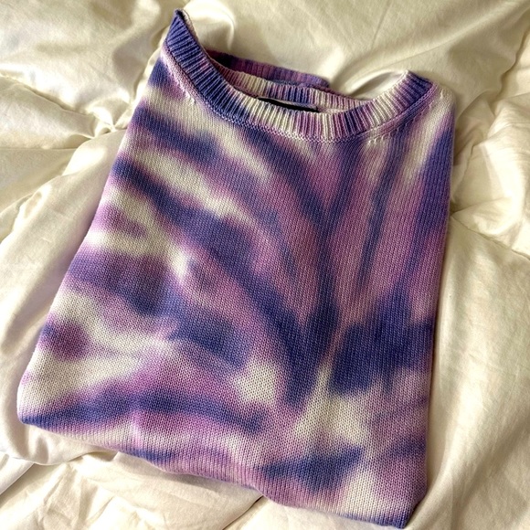 Design History Tie dye purple pink blue white sweater cotton super smooth weave - Picture 6 of 11